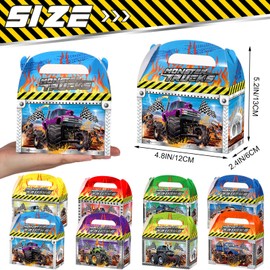 Zonon 24 Pcs Truck Party Favor Bags Racing Car Party Treat Boxes Truck Treat Party Supplies Favor Box for Holiday Birthday Theme Parties Goodie Candy Cookies, 4.8 x 2.4 x 5.2 Inches (Novel Style)
