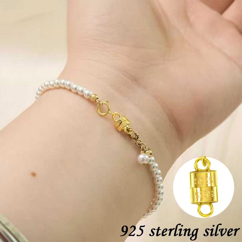 925 Sterling Silver Magnetic Necklace Clasps，Magnetic Necklace Clasps and Extenders，for