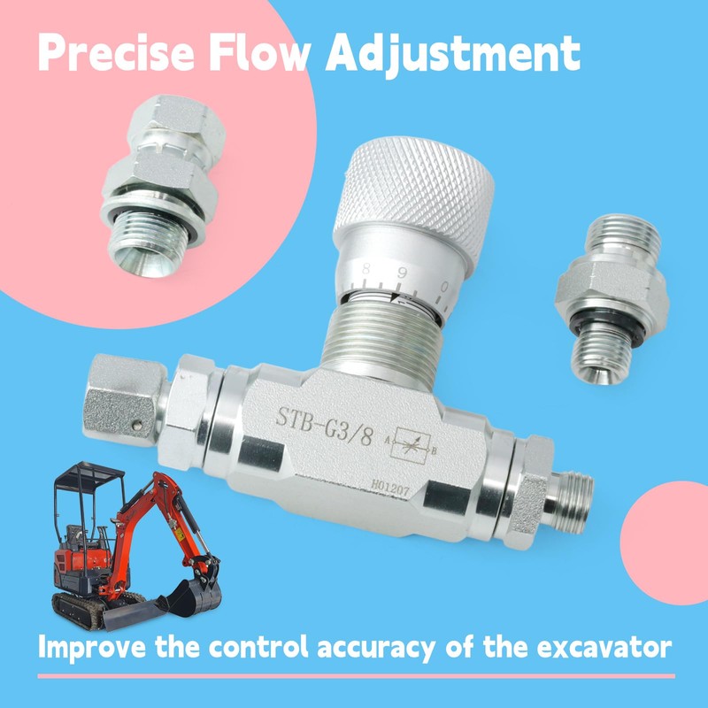 STB-G3/8 Hydraulic Flow Control Valve Compatible with Mini Excavator, 3/8"