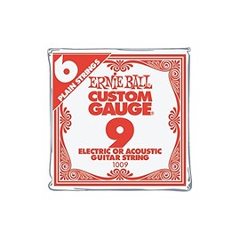 Ernie Ball Nickel Plain Single Guitar String .009 6-Pack