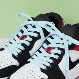 Stepace [2 Pairs] Flat Shoe Laces 5/16" Wide for Sneakers - 13 Colors Shoelaces Light blue 100