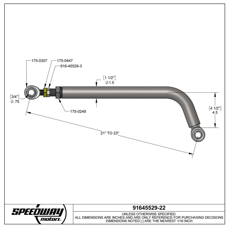 3.5 Bend Lightweight Chrome Moly Adjustable Panhard Bar, 20 In.