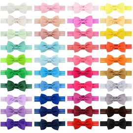 WillingTee Baby Girls Headbands Tiny Bows 2.75" Grosgrain Ribbon Hair Bow Hair Band Hair Accessories for Baby Girls Infants Toddlers Kids Newborns