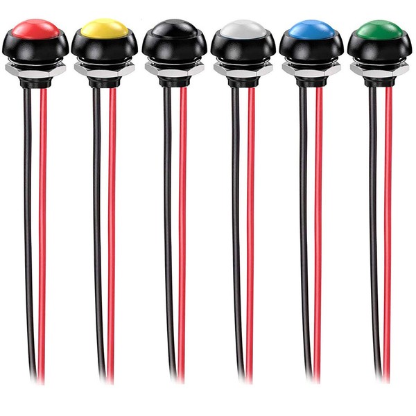 Gebildet 6pcs 12mm 3A/250VAC Prewired Waterproof Momentary Push Button SPST