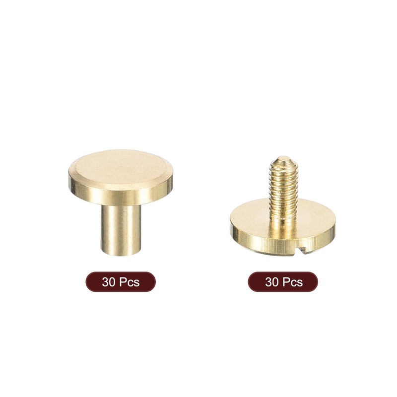 sourcing map 30Pack Brass Chicago Screws, 6x10mm Flat Head Screw