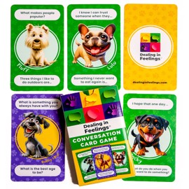 Dealing in Feelings Conversation Starter Cards for Kids - Family Questions Card Game -Kids Conversation Cards-Question Card Game for Families to Connect and Talk Together.