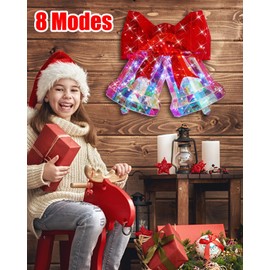 Brightown Lighted Christmas Iridescent Bell, 200 LED 10in Pre-Lit Bell with 8 Modes, USB Powered for Holiday Christmas Party Yard Indoor Outdoor Decorations, Cold White