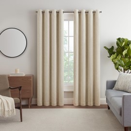Eclipse Décor Quinn Textured Solid 100% Blackout Curtain, Absolute Zero Curtain for Privacy, Perfect as Living Room Curtains or Bedroom Curtains, 108 in Long x 50 in Wide, Linen