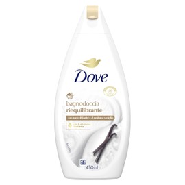 Dove Bagnodoccia Riequilibrante, Idratante Dermo-Naturale, Burro di Karité e Vaniglia, 1/4 Crema Idratante, Dermatologicamente Testato, Bagnoschiuma Uomo e Donna, 100% Bottiglia Riciclata* 450ml