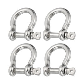 PATIKIL Screw Pin Shackle 8mm 5/16" 880lb, 4Pcs 304 Stainless Steel Forged Bow Shackle Marine Grade for Chains Wire Rope Outdoor, Silver