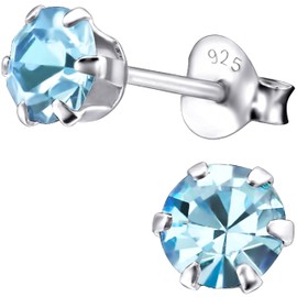 EYS JEWELRY Women's 925 Silver Earrings - 5 mm Cubic Zirconia - Round Crystal Stud Earrings, Sterling Silver, Cubic Zirconia