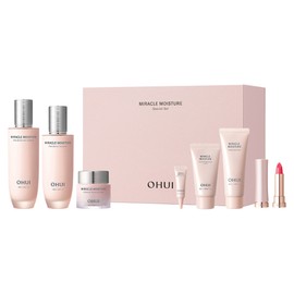 Ohui Miracle Moisture Pink Barrier Skin 150ml + Emulsion 130ml + Cream 30ml + NEW Rouge Real Mini + Essence 4ml + Cream 25ml + Cleansing Foam 40ml, 1 set / 오휘 미라클 모이스처 핑크 베리어 스킨 150ml + 에멀전 130ml + 크림 30ml + NEW 루즈 리얼 미니 + 에센스 4ml + 크림 25ml + 클렌징 폼 40ml, 1세트