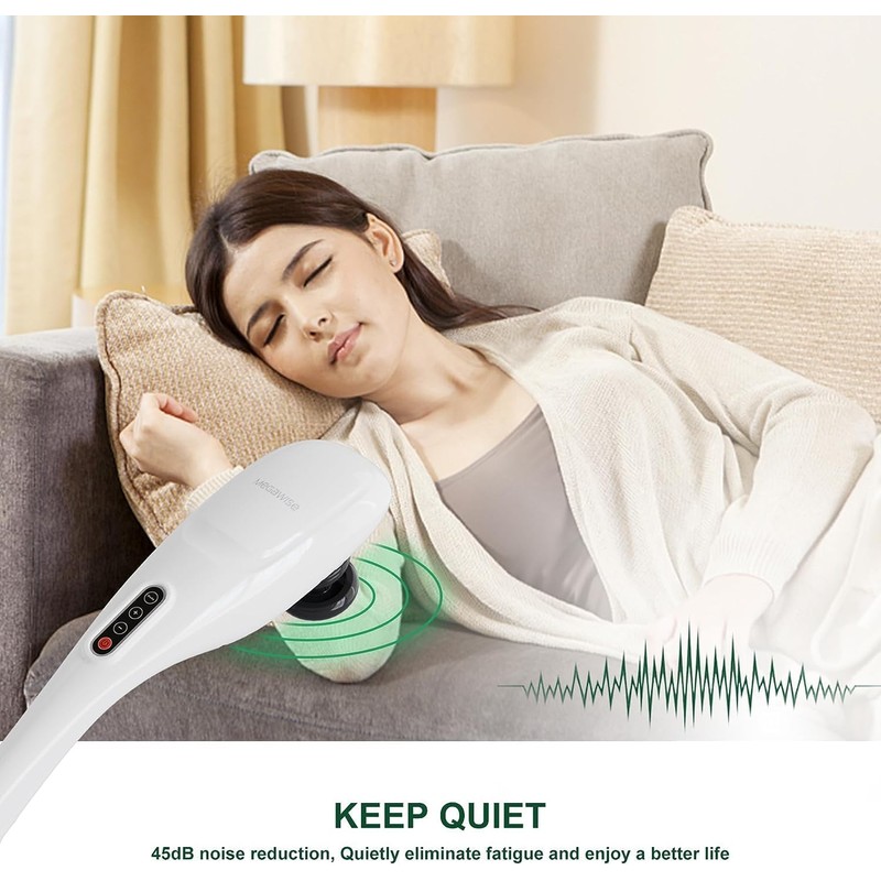 MEGAWISE Cordless Handheld Back Massager w/Rechargeable 3200mAh Battery, 5 Speed