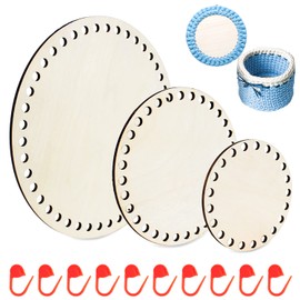 Basket Floors for Crocheting, Pack of 3, Natural Wood Basket Base, Circle Blank Wooden Base for Crocheting, 10/15/20 cm, Crochet Basket, Wooden Base for DIY Basket Weaving