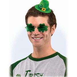 Melpomenia St. Patrick’s Day Green Sunglasses Irish Shamrock Four Leaf Clover Green Lens Shades Costume Party Glasses(Shamrock Green + Shamrock Light Green)
