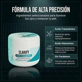 Clarify Contorno de Ojos en Gel con Ácido Tranexámico, Cuidado de Día y Noche para una Mirada Más Luminosa, Fresca y Descansada, 30 ml