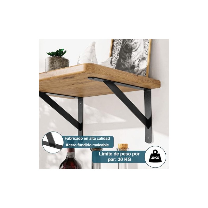 10 Piezas Escuadras para Repisas, Soportes para Estantes de 30cm,