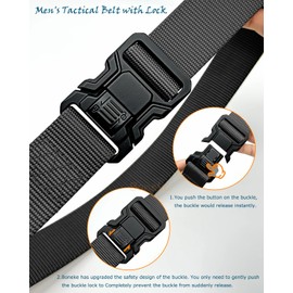Boneke Tactical Belt for Men, 1.5 Inch Military Belt with Quick Release Buckle, Adjustable Nylon Belt for Hiking & Training (Black), Black-S1