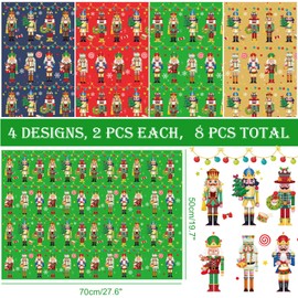 HOWAF 8pcs Christmas Wrapping Paper, Nutcracker Wrapping Paper Xmas Gift Wrapping Paper Kids Christmas Wrapping Paper Sheets for Christmas Party Favor, 70 x 50cm