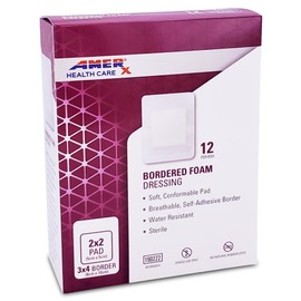 AMERX Bordered Foam - Adhesive Bandages - Highly Absorbent - Soft, Breathable, Bandages for Moderate to Heavy Draining Wounds