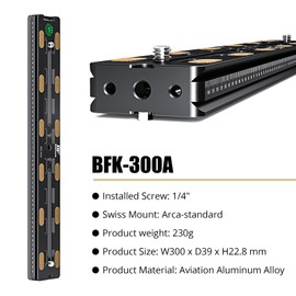 Sea frogs Professional Arca-Swiss Quick Release Plate - Aircraft Aluminium Ball Head Adapter with 1/4 Inch Thread & Dovetail System for Camera/Tripod/Gimbal (300 mm)