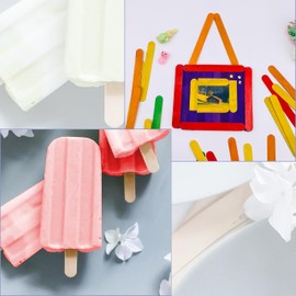 KTOJOY KTOJOY 6 100 Pcs Colored Jumbo Wooden Craft Sticks Wooden Popsicle Colored Craft Sticks Stick 3/4Wide Treat Sticks Ice Pop Sticks for DIY CraftsHome Art Projects, Classroom Art Supplies