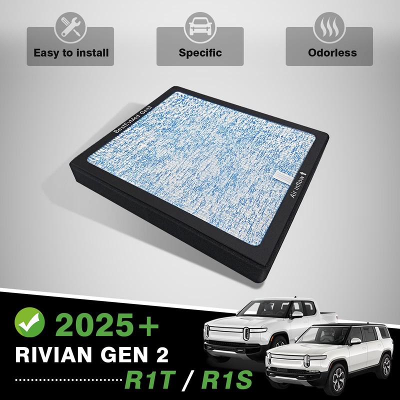 BestEvMod Air Filter Gen2 Compatible with Rivian R1T & Rivian