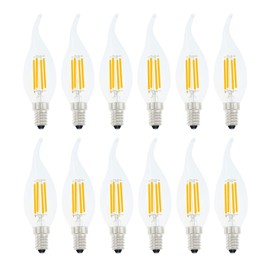 Lamsky E14 LED Bulb European Base 4W Dimmable 40W Equivalent, Flame Tip Candelabra LED Bulbs, 110V 2700K Warm White 12-Pack
