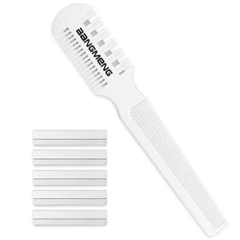BANGMENG Hair Cutter Comb, Shaper Razor Comb, Split Ends Trimmer Styler, Double Edge Razor Blades for Thinning, Cutting and Styling, Extra 5 Blades Included