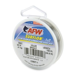 American Fishing Wire Surflon Nylon Coated 1x7 Stainless Steel Leader Wire, Bright, 100-Feet/90-Pound