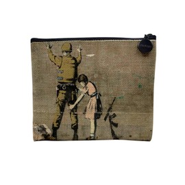 Canvas Bag - Banksy Street Art Graffiti Art Contemporary Militant London - Linen Look Cosmetic Bag - Toiletry Bag - Purse, soldier girl, Cosmetic bag