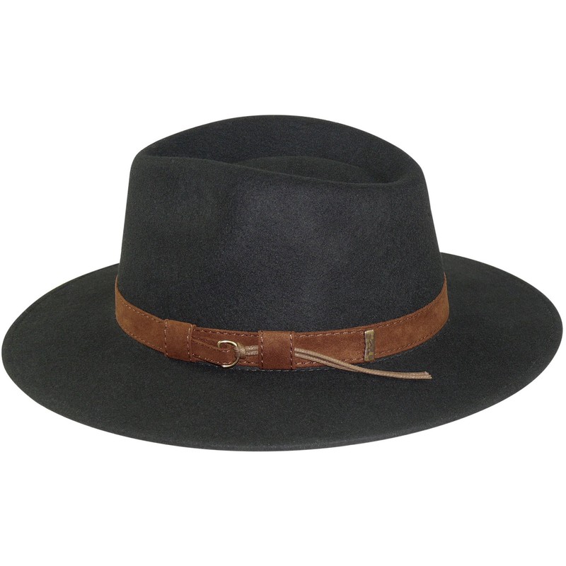 Harrys-Collection Rollable Hat with Wide Brim Brown Fabric Ribbon in