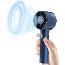 Furnsii Small Handheld Fan, Super Powerful Hand Fan with 4 Speeds 16 Hours USB C Rechargeable Battery Operated Portable Fan, Lightweight Mini Turbo Fan for Travel Outdoor Makeup Home Office, Blue