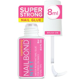 Super Strong Nail Glue for Press On Nails, Nail Tips & Acrylic Nails (8ml) NYK1 NailBond Brush On Glue for Press Ons, Tips & Acrylics - Long Lasting, Maximum Strength, Mess-Free Application
