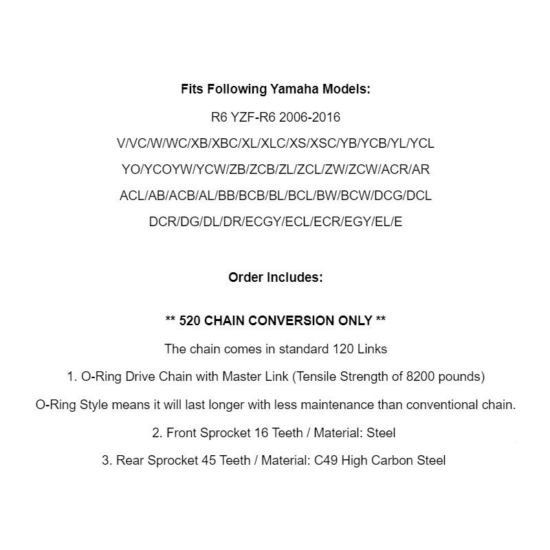 Caltric Red O-Ring Drive Chain & Sprockets Kit for Yamaha