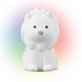 Globe Electric 13849 Multicolor Changing LED Integrated Rechargeable Silicone Night Light, Lion, Tap Button Switch, White, Modern Lighting for Bedroom, Nursery, Playroom, Nightstand