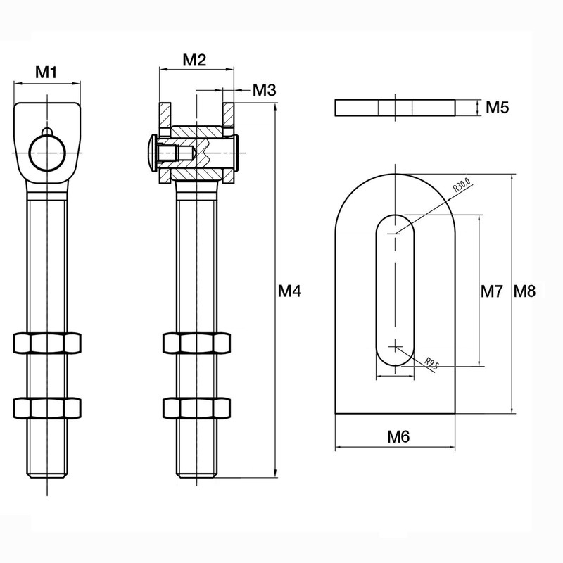 SO-TOOLS® Gate Hinge M18 Open 185 mm with Weld-On Tab