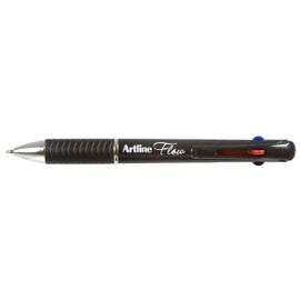 Artline Flow 4 Colour Retractable Ballpoint Pen, Charcoal 198101 (Pack of 12)