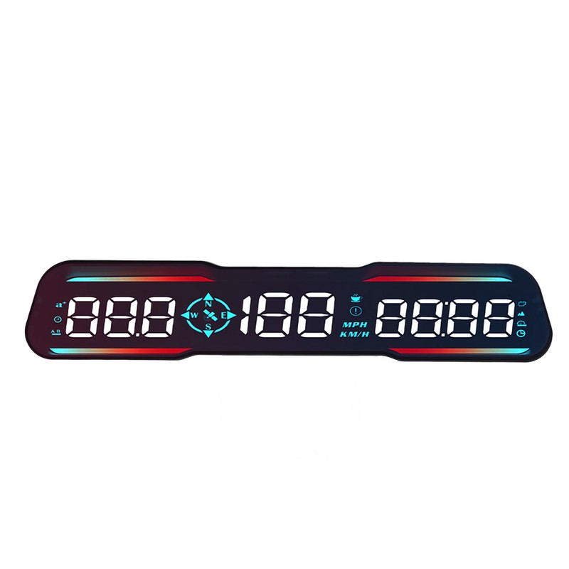 7 Inch Car LED HUD Display Time Speedometer Display Over