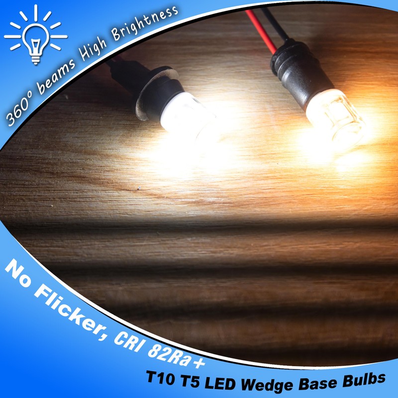 Heifymi T5 T10 Wedge Base LED Landscape Lights, Daylight White