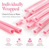 100 Pcs Heart Shaped Pink Straws, Individually Wrapped Disposable Plastic