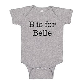 B is for Belle Baby Infant One Piece Bodysuit 24 Months Heather Grey