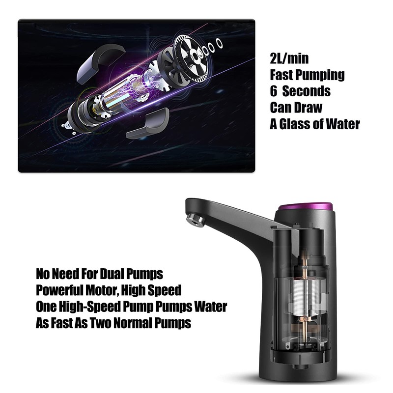 5 Gallon Water Bottle Dispenser Pump System USB Charging Automatic
