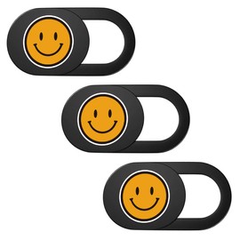 SIREG Webcam Cover Ultra Thin - Web Camera Cover fits Laptop,Tablet,PC,Computer, Smartphone, Protect Your Privacy and Security,Strong Adhesive (Smile-Black & 3 Pack)
