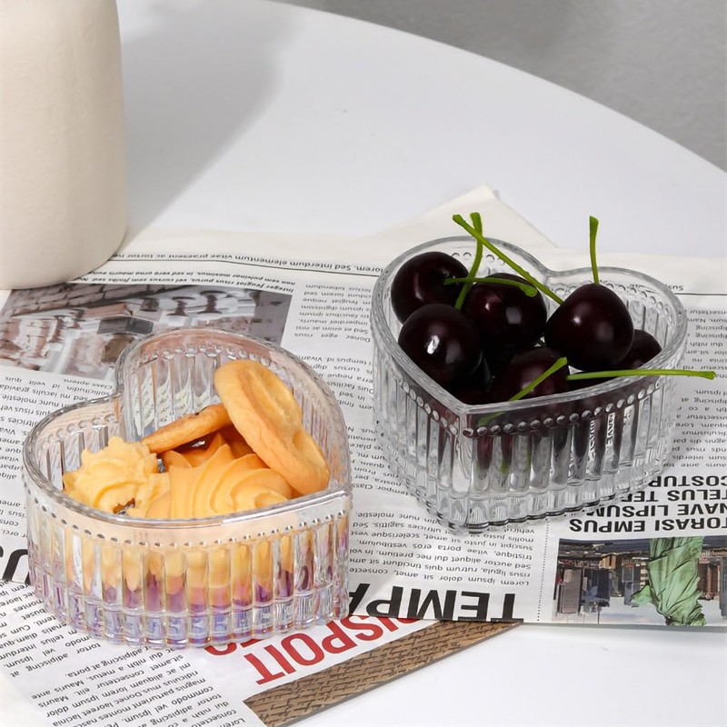 WAIT FLY Glass Heart-shaped Candy and Dessert Bowl - Fruit