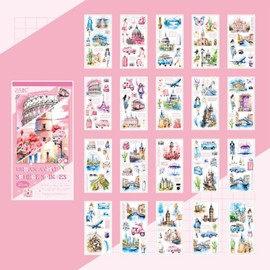 Journaling Sticker Book, 20 Sheets Urban Atmosphere Style Aesthetic Scrapbooking Stickers Kits, Scrapbooking Journal Stickers for Junk Journaling DIY Scrapbook Gift for Girl Kids