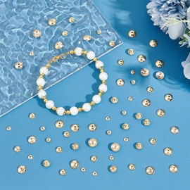 UNICRAFTALE 180pcs 3 Size Golden Pearl 18K Gold Plated Bead Caps Apetalous Flower Bead Caps 4/6/8mm Stainless Steel Spacer Caps Bead Cap Spacer Metal End Caps