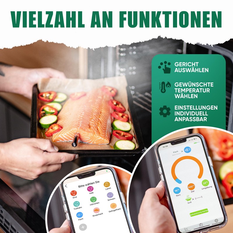 KITAPO Wireless Meat Thermometer [Includes App], Grill Thermometer, Intelligent Roasting
