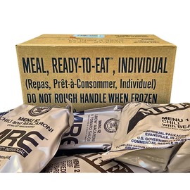 MRE Meals Ready to Eat B case 2025, 2026 inspection. Genuine Military US surplus emergency food bulk supply full box with heater - menus 13 to 24