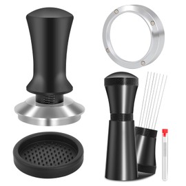 51mm Espresso Accessories Kit, Spring Loaded Calibrated Tamper, Stainless Steel Needle WDT Tool and Dosing Funnel Set Fits Espresso Coffee Machines and 51 mm Portafilters